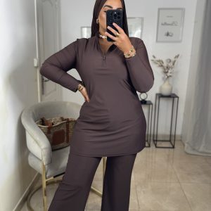 Burkini simple à zip ( marron )